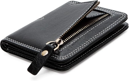 TFKGS Slim Wallet for Women Vegan Leather RFID Blocking, Small Thin Credit Card Holder Bifold Compact Pocket Ladies Mini Purse Black
