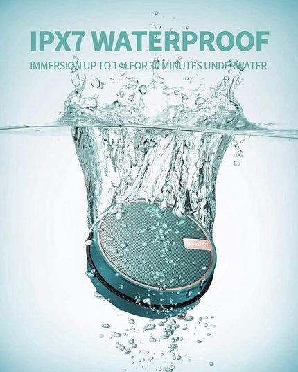 INSMY C12 IPX7 Waterproof Shower Bluetooth Speaker, Portable Small Speaker, Speakers Bluetooth Wireless Loud Clear Sound, Support TF Card Suction Cup for Kayak Canoe Beach Gift (Teal)