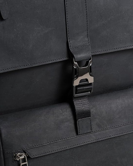 Leather Backpack for Men & Women, Classic Black - Handcrafted Top Grain Leather vintage backpack with 17-Inch Laptop Sleeve - Lightweight, Stylish & Durable for Business, Travel, Work & Everyday Use