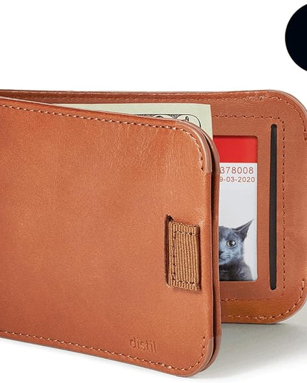 Distil Union Wally Bifold 5.0 RFID Wallet with ID Window - Slim Bifold Wallet for Men with Money Clip, Premium Leather – Minimalist RFID Card Holder - Holds 14 Cards & 30 Bills - Brown