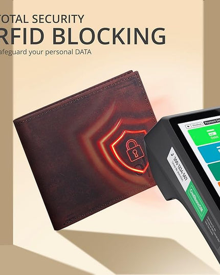 Oak Leathers Slim Leather Wallet for Men - RFID Wallets Credit Card Holder Ultra Thin Gift for Mens, Front Pocket Minimalist Design