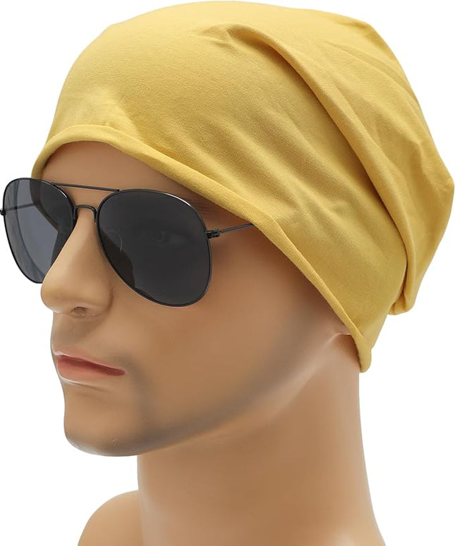 ZLYC Cotton Thin Slouchy Beanie Hat for Men Women Fashion Soft Stretch Knit Skull Cap