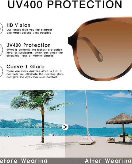 YDAOWKN Retro Square Aviator Sunglasses for Womens Mens Vintage 70s Double Bridge Sun Glasses
