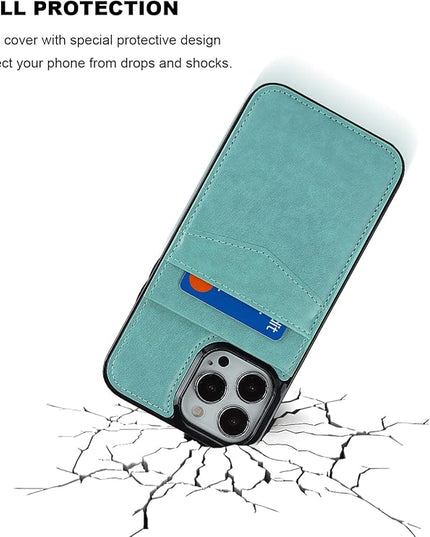 KIHUWEY Compatible with iPhone 13 Pro Max Case Wallet with Credit Card Holder, Premium Leather Magnetic Clasp Kickstand Heavy Duty Protective Cover for iPhone 13 Pro Max 6.7 Inch(Mint Green)