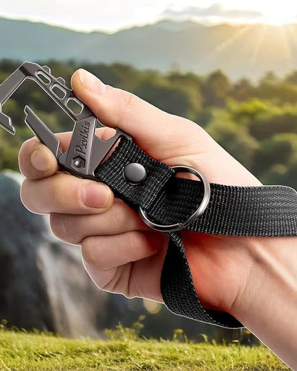 Metal heavy duty key chain carabiner clip bottle opener wrist lanyard ring car key fob unisex for men and women