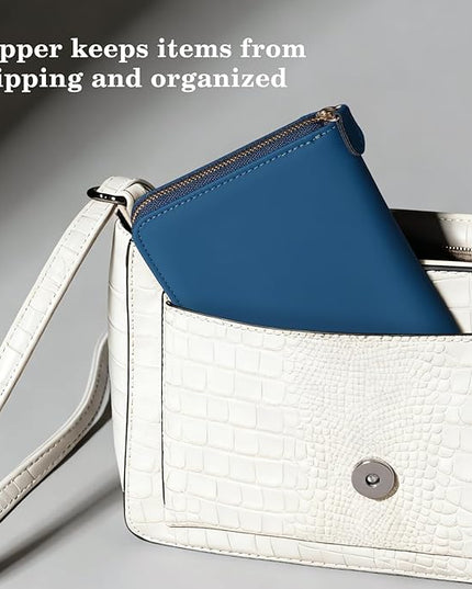 CoBak Passport Holder Cover with Safe Zipper Closure, Premium Passport Wallet for Travel, RFID Blocking Card Case, Waterproof Travel Accessories for Man, Grain Blue