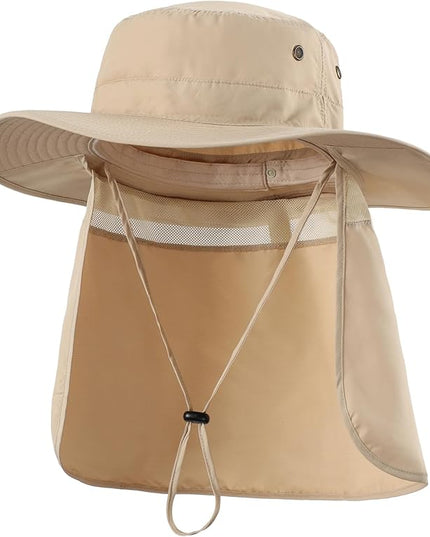 Home Prefer UPF50 Mens Sun Hat with Neck Flap Quick Dry UV Protection Cap Womens Wide Brim Fishing Hat Neck Flap Beach Garden