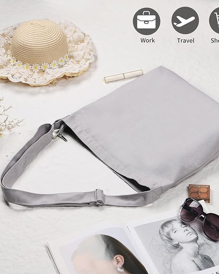 Women's blank large Size Canvas Crossbody Tote Handbags Shoulder Bag