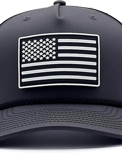 Old Glory PVC Curved 5 Panel Rope Hat, Adjustable Snapback Baseball Cap, Perfect for Outdoor Sports