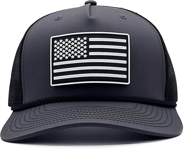 Old Glory PVC Curved 5 Panel Rope Hat, Adjustable Snapback Baseball Cap, Perfect for Outdoor Sports