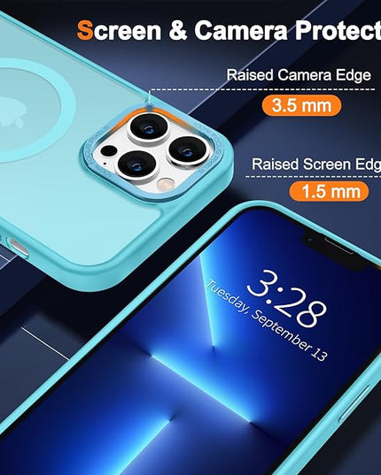 Hython Case for iPhone 13 Pro Max Case Magnetic Translucent Matte Phone Cases 6.7" [Compatible with MagSafe] Thin Slim Fit Shockproof Bumper Hard Protective Cover for Women Men Girls, Lake Blue