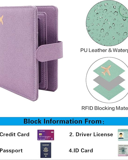 Melsbrinna Rfid Passport Holder for Travel women/Men, Cute Passport Wallet Rfid Blocking Card Slots, Rfid Passport Cover/CaseTravel Wallet, Passport Book Holder (1, Purple1)