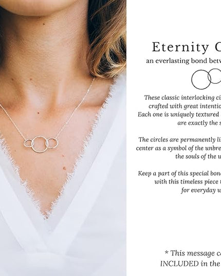 HOPE LOVE SHINE Birthday Necklace – Fashion Jewelry 16+2", 14K Gold Plated Sterling Silver with 3 Interlocking Rings, Hypoallergenic and Comfortable – A Thoughtful Choice for Birthday for Women
