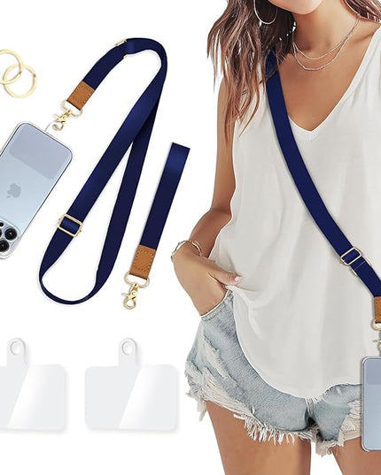 Phone Lanyard Crossbody Strap, Blue Cell Phone Lanyards for Around the Neck Wristlet Shoulder, Wrist Strap for Keys Adjustable Accessories Travel Essentials