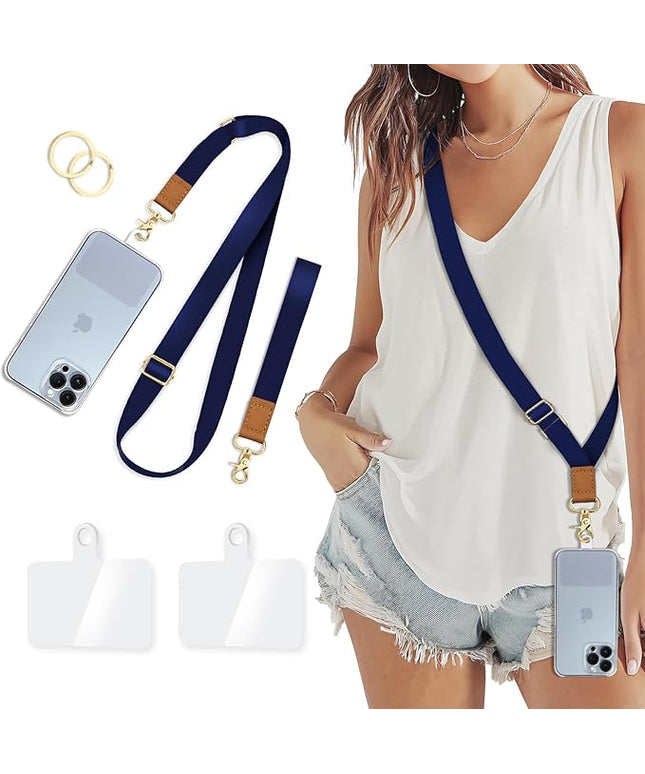 Phone Lanyard Crossbody Strap, Blue Cell Phone Lanyards for Around the Neck Wristlet Shoulder, Wrist Strap for Keys Adjustable Accessories Travel Essentials