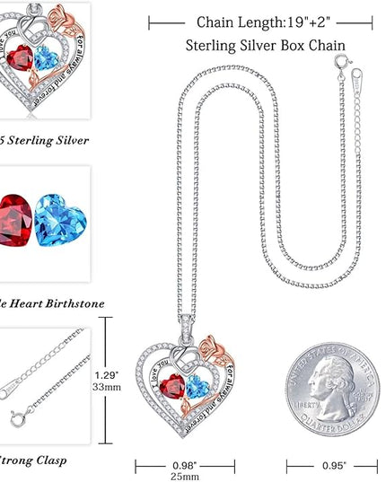 Iefil Christmas Gifts for Wife Women - 925 Sterling Silver Double Birthstone Necklace, Anniversary Birthday Gifts for Women, Jewelry Gift for Wife Girlfriend Mom Her