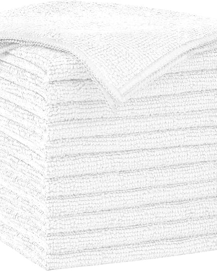 AIDEA Microfiber Cleaning Cloth-12PK, Soft Microfiber Towels for Cars, Absorbent Cleaning Rags, Lint-Free Streak-Free Wash Cloths for House, Kitchen, Window(12in.x12in), White