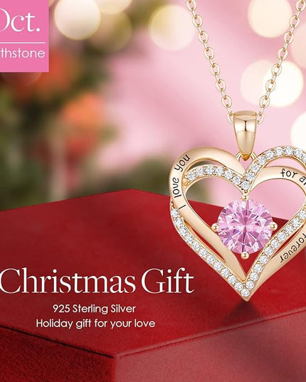CDE Forever Love Heart Necklaces for Women, Wedding Anniversary, Birthday Mothers Day Christmas Day Gifts for Mom, Mother, Wife, friend, S925 Silver Jewelry with Birthstone Pendant