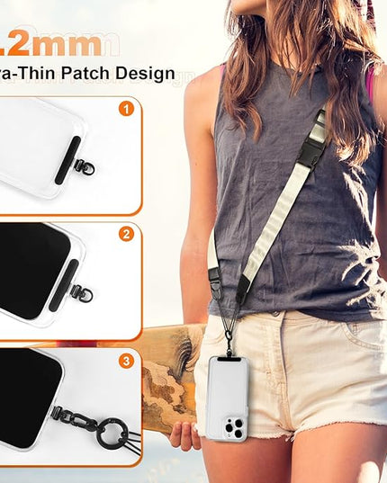 Adjustable Crossbody Phone Lanyard, Universal Phone Wrist Strap and Phone Neck Strap with Tether Tab, Phone Lanyard with Quick Release, Suitable for iPhone and Most Smartphones, Off White