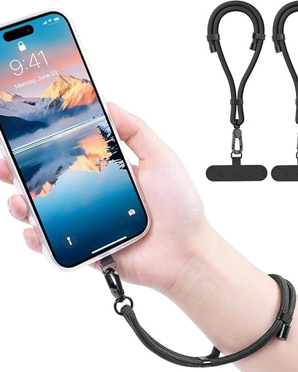 Phone Wrist Strap with 2 Phone Tether Tab, 2 Pack Adjustable Anti-Theft Cell Phone Lanyard for Travel & Outdoors