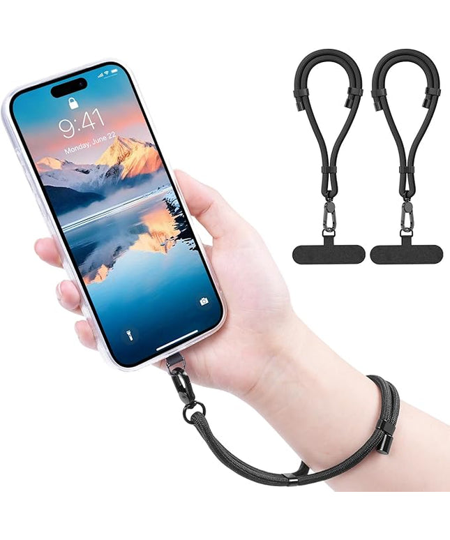 Phone Wrist Strap with 2 Phone Tether Tab, 2 Pack Adjustable Anti-Theft Cell Phone Lanyard for Travel & Outdoors