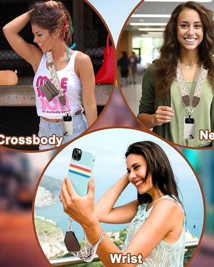 XANGNIER Clip and Go Strap for Phone with Wallet Crossbody, Phone Strap with Zippered Wallet, Adjustable Anti Theft Cellphone Lanyard for Women, Cellphone Chain Accessories,Multicolor 5