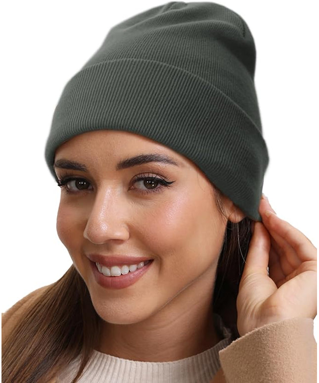 100% Cotton Beanie Hat- Unisex Ultra Soft Winter Warm Stretch Knit Cuffed Hats Fisherman Beanies Skull Cap