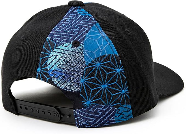 W@nderFabric Traditional Japanese Kimono Baseball Cap, Embroidered Pattern, Adjustable Snapback Flat Brim, 6-Panel Cap
