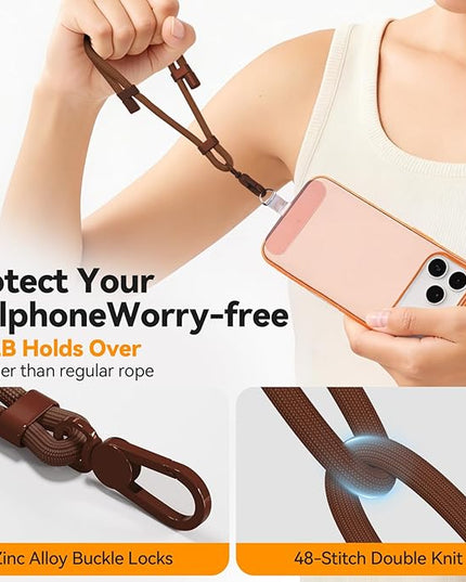 Phone Wrist Strap with 2 Phone Tether Tab, 2 Pack Adjustable Anti-Theft Cell Phone Lanyard for Travel & Outdoors