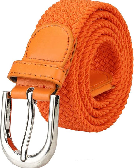 Falari Men Women Multicolored Elastic Stretch Braided Belt Canvas Fabric Woven No Holes Belt