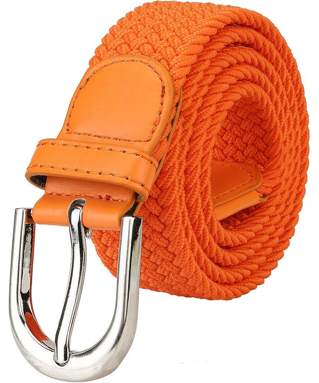 Falari Men Women Multicolored Elastic Stretch Braided Belt Canvas Fabric Woven No Holes Belt