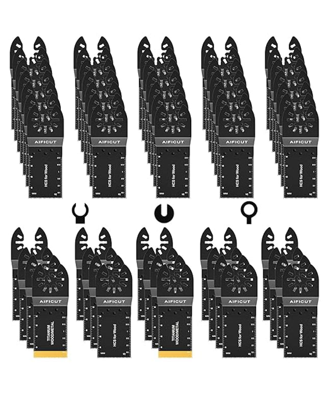 55 PCS Oscillating Saw Blades Quick Release Universal oscillating Tool Blades Wood Plastics and Metal Multitool Blade Kits for Wood fit Dewalt Rockwell Milwaukee Makita Ryobi