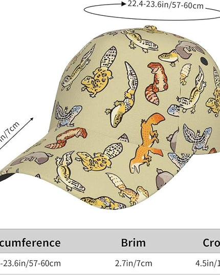ACTYDER Cartoon Cute Leopard Gecko Sunscreen Baseball Cap Women & Men, Sport Adjustable Baseball Hat, Sun Cap, Trucker Hat