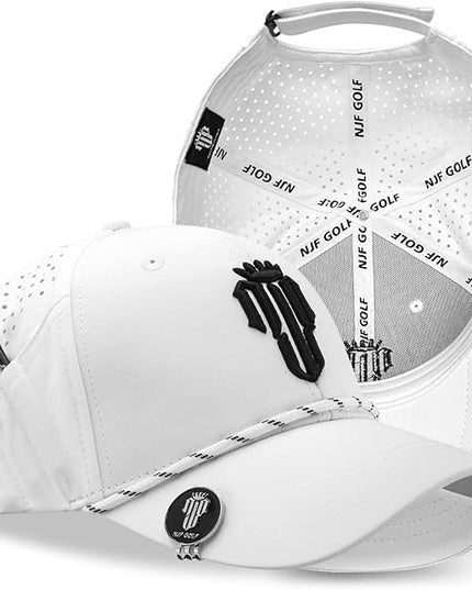 NJF Golf™ Hat Men - Breathable Mens Golf Hats, Adjustable Rope Snapback Cap, Convenient Cap with Tee Holder