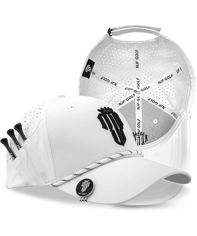 NJF Golf™ Hat Men - Breathable Mens Golf Hats, Adjustable Rope Snapback Cap, Convenient Cap with Tee Holder