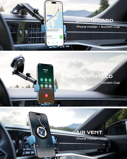 CHGeek 15W Fast Charging Auto Clamping Car Charger Phone Mount Phone Holder (Cyan)