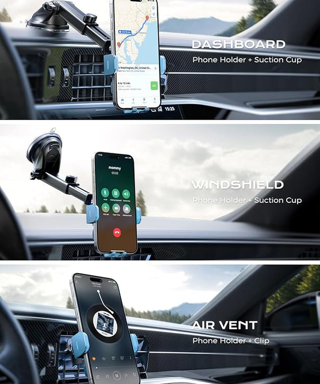 CHGeek 15W Fast Charging Auto Clamping Car Charger Phone Mount Phone Holder (Cyan)