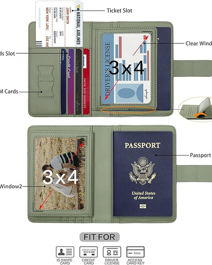 Melsbrinna Rfid Passport Holder for Travel women/Men, Cute Passport Wallet Rfid Blocking Card Slots, Rfid Passport Cover/CaseTravel Wallet, Passport Book Holder (1, Green)