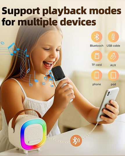 Mini Karaoke Machine Speaker for Kids Adults, Portable Bluetooth with 1 Wireless Microphones, Children's Day Birthday Gift Ideas for Toys for Teens Boys and Girls Aged 4, 5, 6, 7, 8, 9, 10, 11, 12+