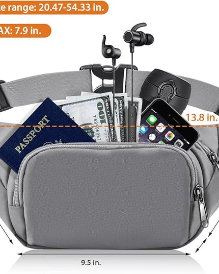 Large Fanny Pack for Women Men - Syican Waist bag with 3-Zipper Pockets, Gifts for Enjoy Sports Traveling Workout Casual Hands-Free crossbody bags Fits MAX 7.9'' iPad & 6.6'' Phone