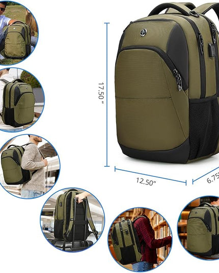 Swissdigital Design Business Laptop Backpack, College Laptops Backpack with USB Charging Port for Men and Women Fits 16 Inch Notebook, Olive | SD1670-26