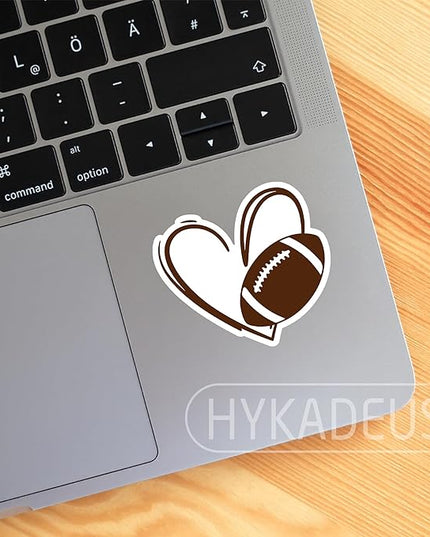 (3Pcs) Football Stickers Football Heart Vinyl Decals Waterproof Sticker for Water Bottle, Tumbler, Laptop, Phone Case, Poster Board, Scrapbook, Team Players, Coach, 3" x 2.8"
