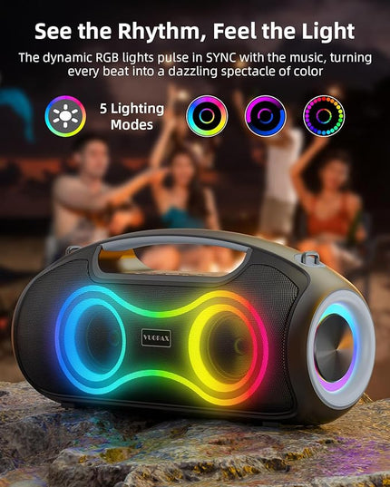 Portable Bluetooth Speaker Wireless, 180W Max Loud Waterproof Speakers, Bass Boost Boom Box for Party and Outdoor, w/2*Subwoofer, 2*Tweeter, DSP, IP65, 24H, TWS, TF, USB, AUX