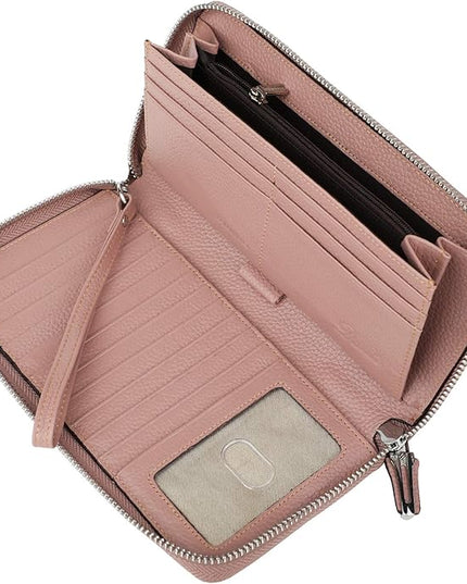 Lavemi Small Compact Women Wallet RFID Blocking Genuine Leather Bifold Purse with ID Windows