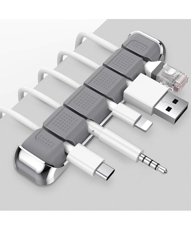 AHASTYLE Cable Organizer Holder 5 Slots Desktop Cord Wire Clips Keeper for Organizing USB Cable/Power Cord/Wire Home Office and Car (Grey)