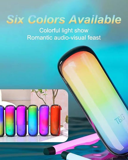 T&G Bluetooth Shower Speaker, Portable Wireless Speaker with Deep Bass & Cool Lights, IPX4 Waterproof, TWS Pairing, Perfect Stocking Stuffer for Men, Women, Teens, Boys & Girls