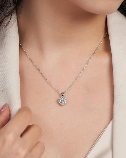 IMOLOVE Moissanite Solitaire Pendant Necklaces for Women Sterling Silver with 18K White Gold Plated 1-3 Carat D Color VVS1 Clarity Mossanite Jewelry for Women