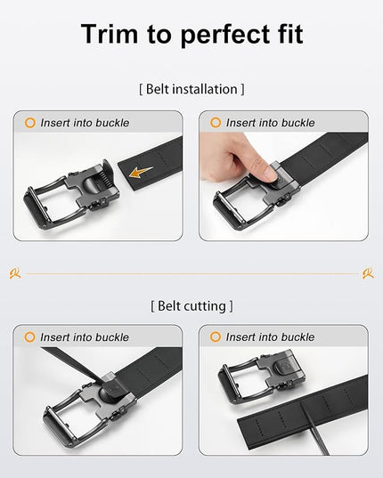 JUKMO 1.5" (38mm) Leather Ratchet Belt for Men in Gift Box