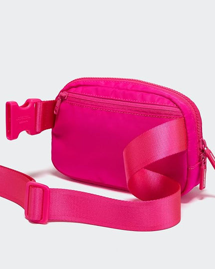 Pander Two Way Zipper Fanny Pack Nylon Everywhere Belt Bag for Women, Water Repellent Waist Packs, Crossbody Bags with Adjustable Strap (Sonic Pink).