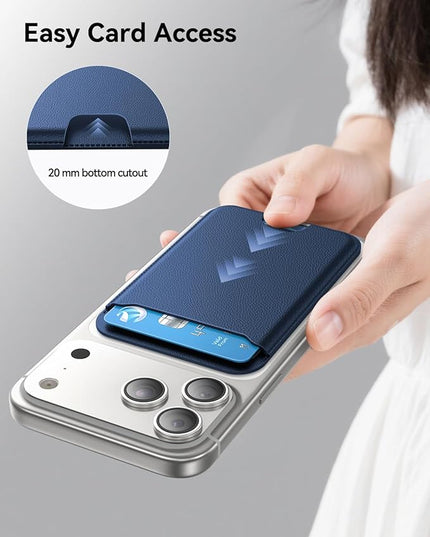 TWZKG for MagSafe Wallet, 3 Card Holder, Slim Magnetic Phone Wallet for iPhone 17/16/15/14/13/12 Pro Max Plus Air Series,RFID Blocking Vegan Leather,Navy Blue